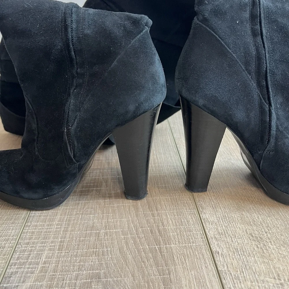 JESSICA SIMPSON Tulip Cuffed Over the Knee High Boots Black Suede Size 7.5B‎